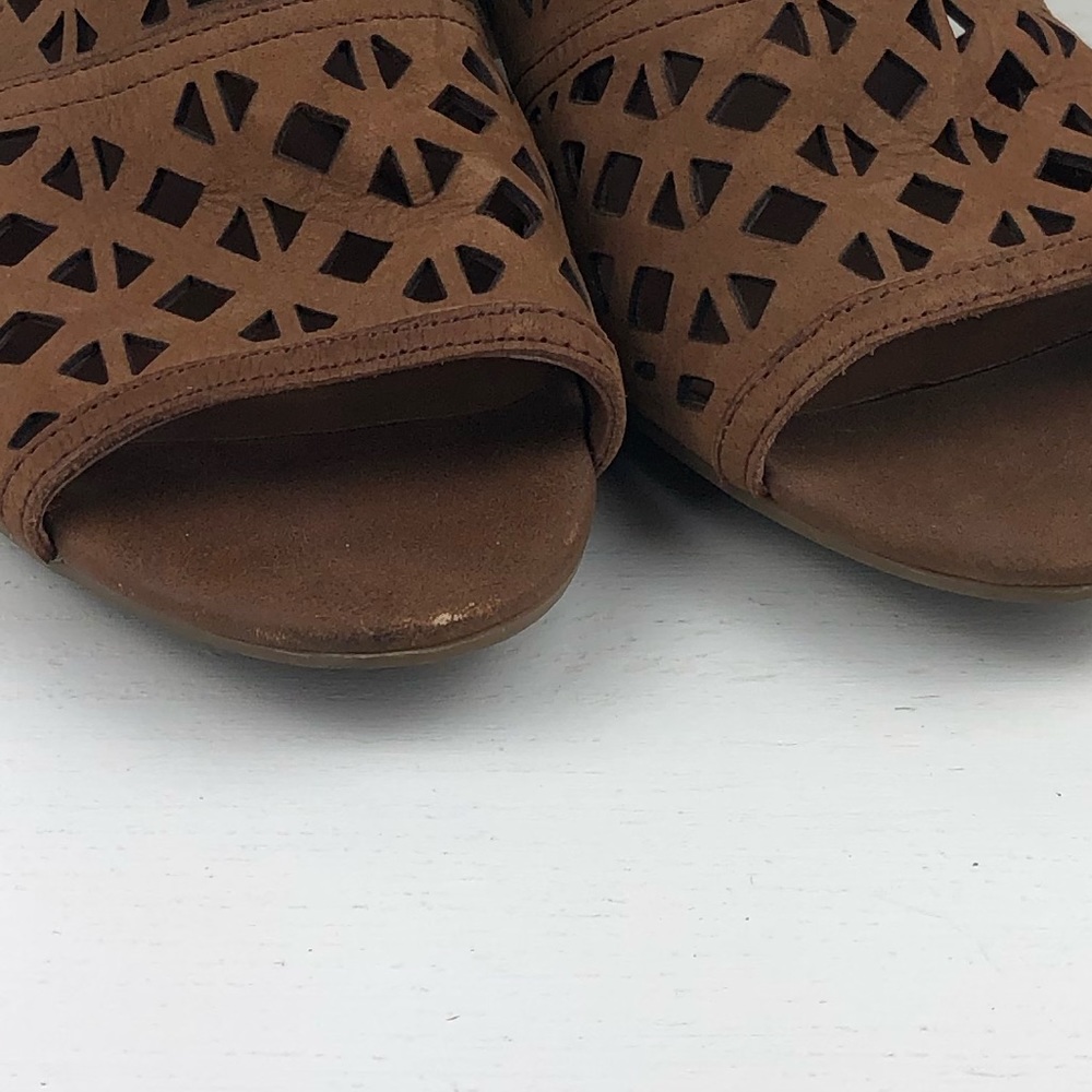 Franco Sarto Suede Perforanted Open Toe Booties - Picture 7 of 8